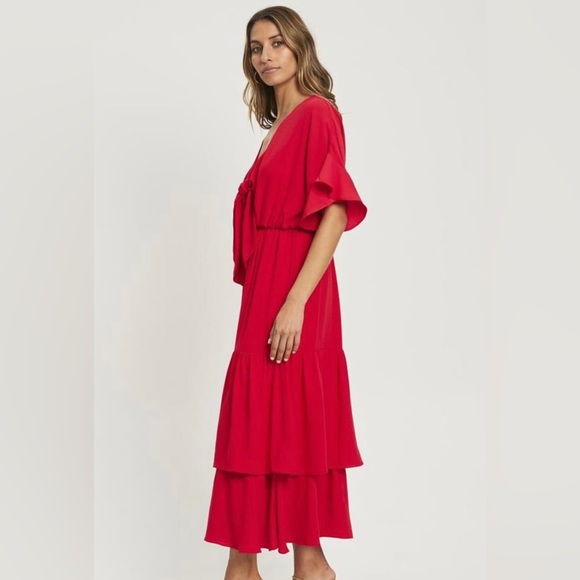 TUSSAH Women's Lucinda Midi Dress - Red - Midi Dress Size 18 - Picture 6 of 6